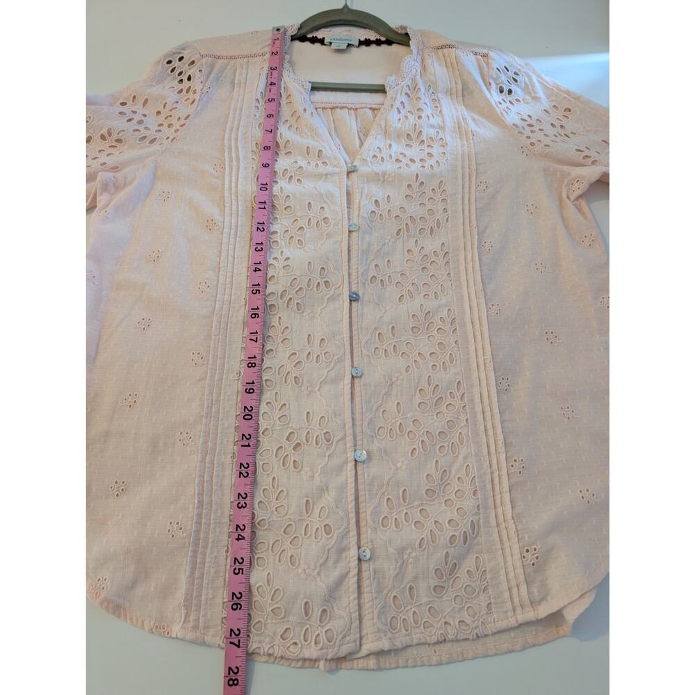 Sundance Valeria Top Blouse Eyelet Lace Bohemian Western Blush Pink Size L - Picture 12 of 12